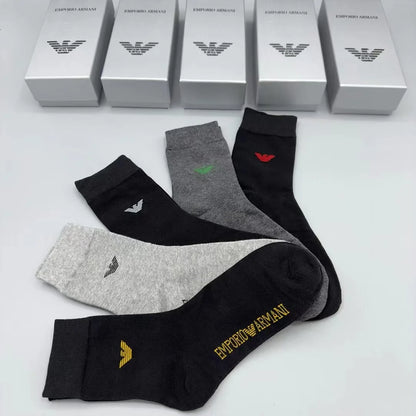 High Eed Quality Eagle Logo Long Length Socks (Five Pair Combo) - FASHION MYST 