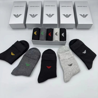 High Eed Quality Eagle Logo Long Length Socks (Five Pair Combo) - FASHION MYST 