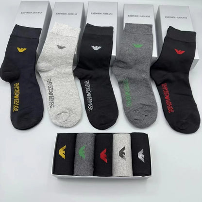 High Eed Quality Eagle Logo Long Length Socks (Five Pair Combo) - FASHION MYST 