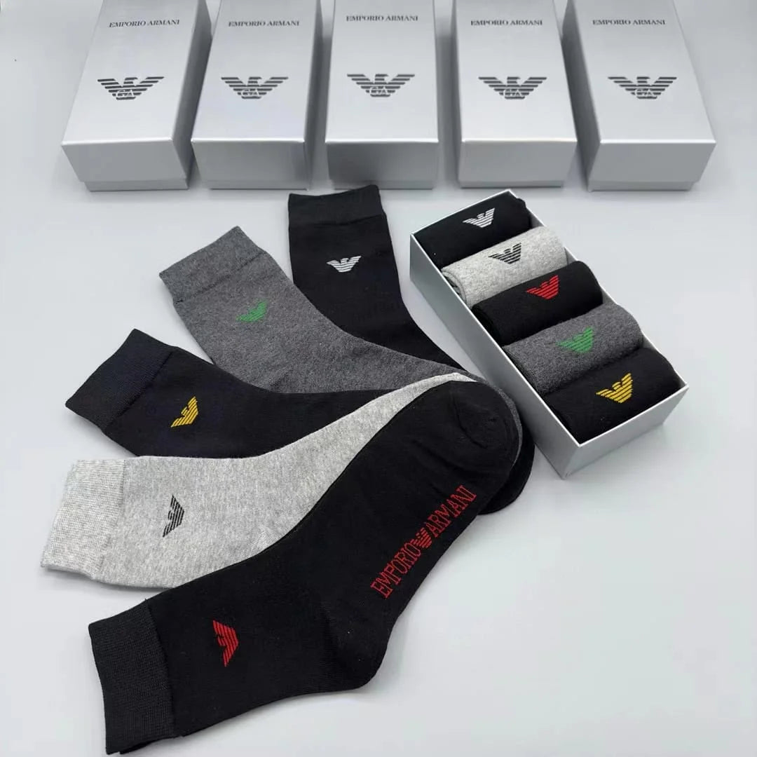 High Eed Quality Eagle Logo Long Length Socks (Five Pair Combo) - FASHION MYST 