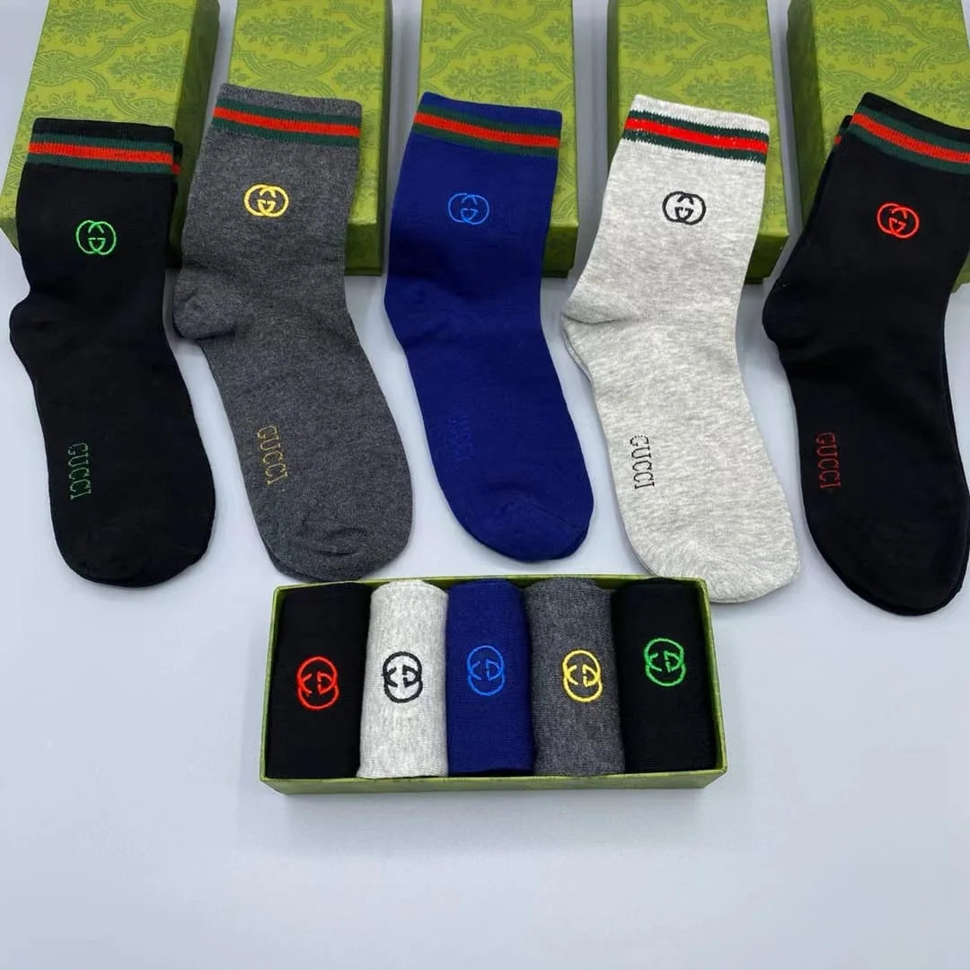 GUCCI || Men,s Pure Cotton GG Embroidered Logo Socks - FASHION MYST 