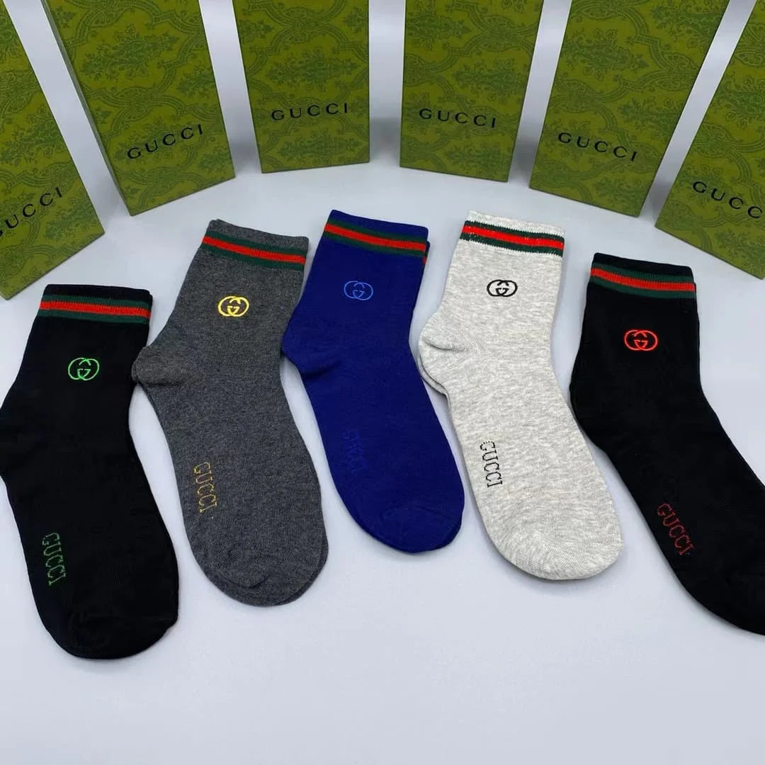 GUCCI || Men,s Pure Cotton GG Embroidered Logo Socks - FASHION MYST 