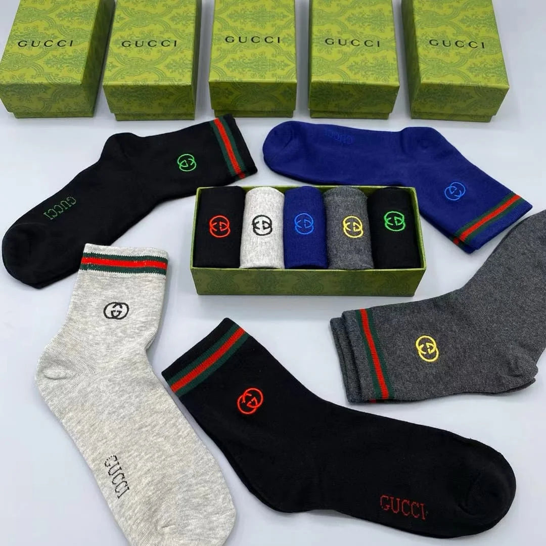 GUCCI || Men,s Pure Cotton GG Embroidered Logo Socks - FASHION MYST 