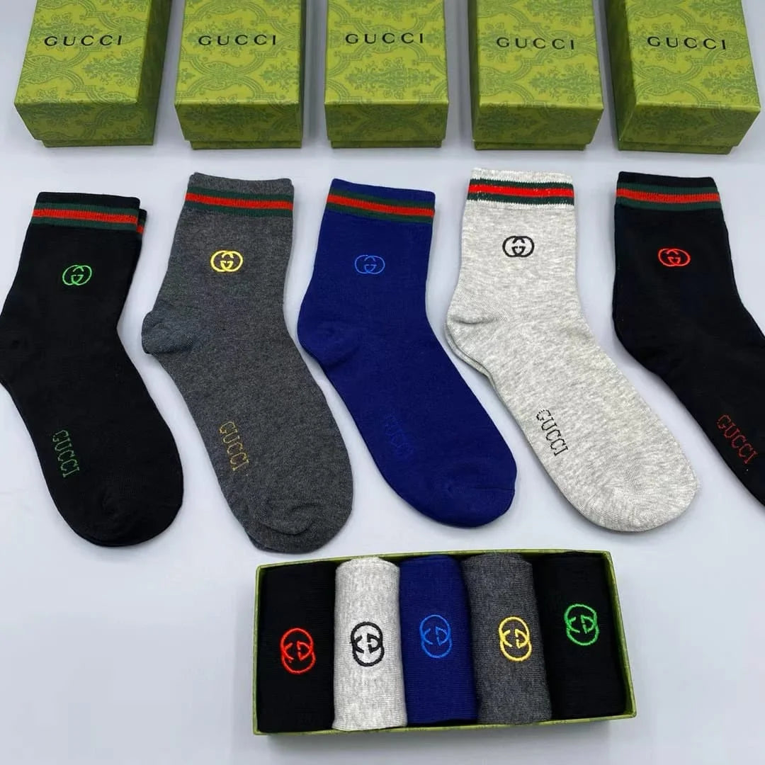 GUCCI || Men,s Pure Cotton GG Embroidered Logo Socks - FASHION MYST 