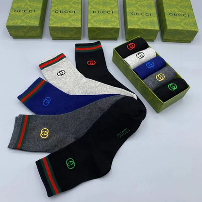 GUCCI || Men,s Pure Cotton GG Embroidered Logo Socks - FASHION MYST 