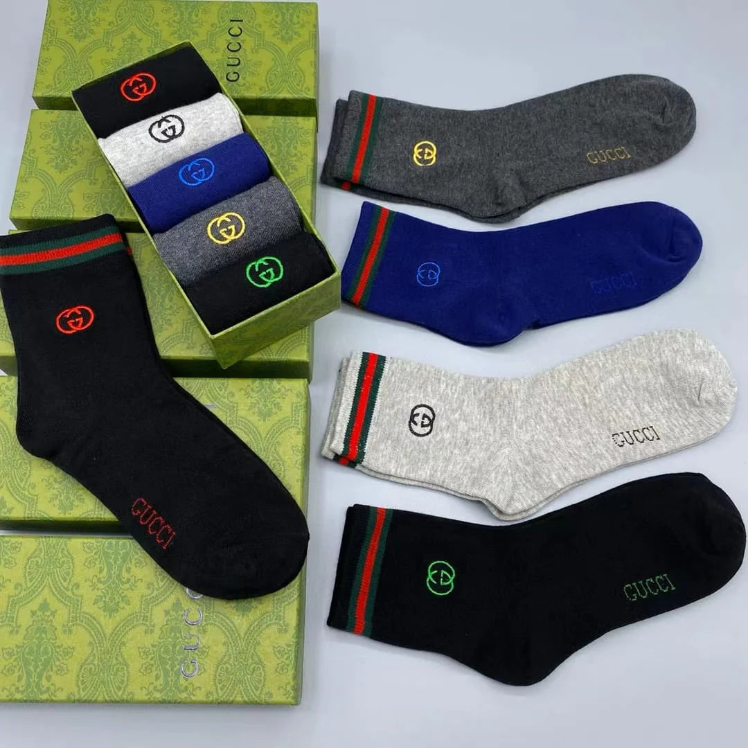 GUCCI || Men,s Pure Cotton GG Embroidered Logo Socks - FASHION MYST 