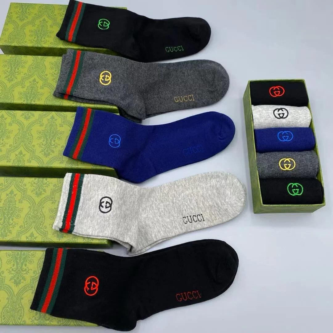 GUCCI || Men,s Pure Cotton GG Embroidered Logo Socks - FASHION MYST 