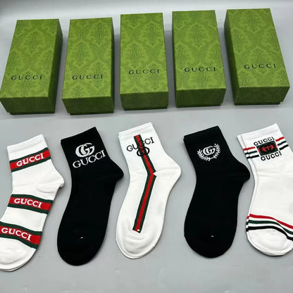 GUCCI || GG Logo-Intarsia Striped Ribbed Cotton-Blend Socks - FASHION MYST 