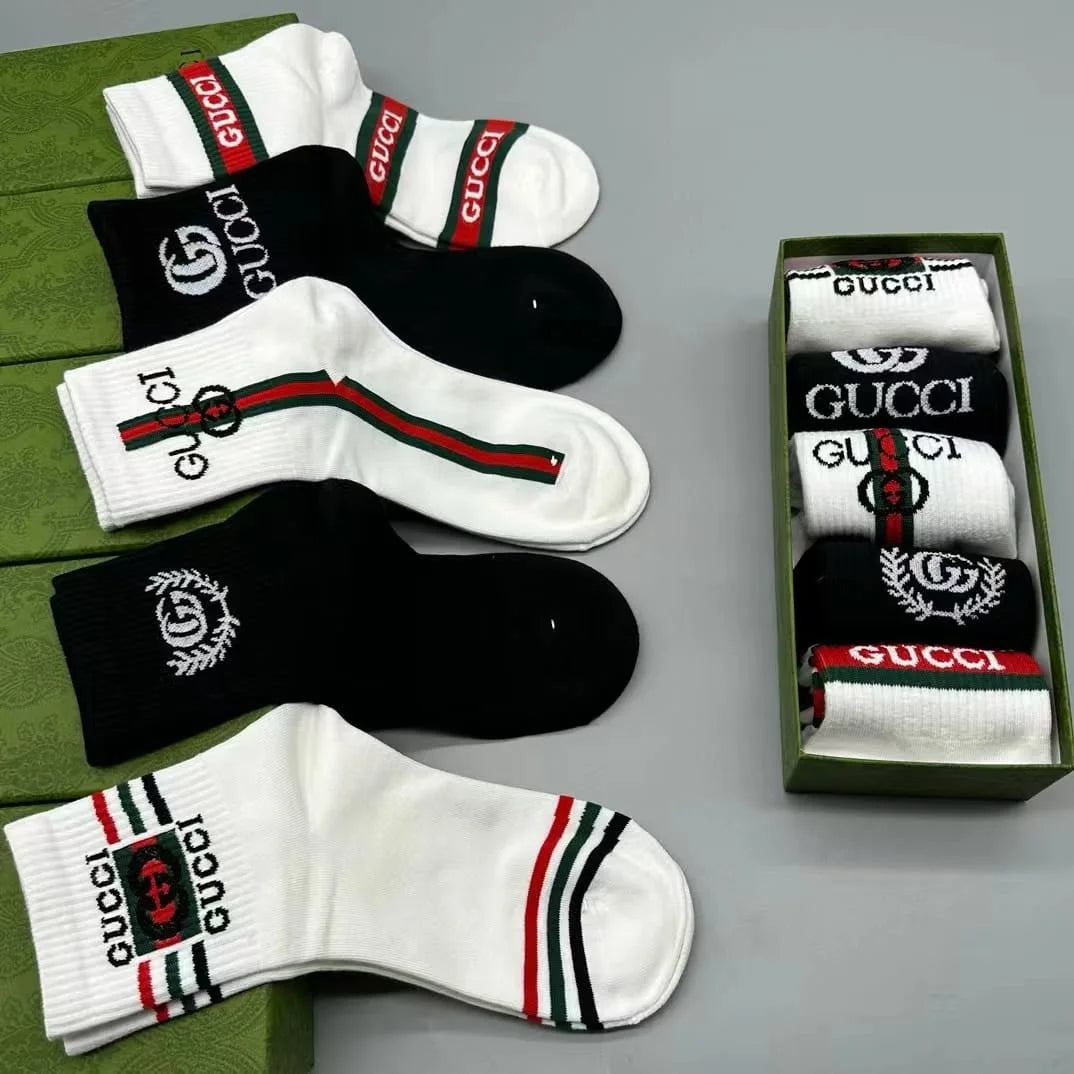 GUCCI || GG Logo-Intarsia Striped Ribbed Cotton-Blend Socks - FASHION MYST 