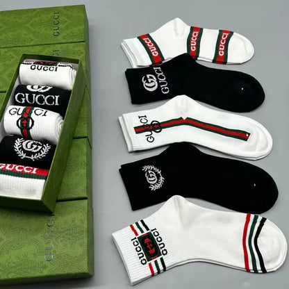 GUCCI || GG Logo-Intarsia Striped Ribbed Cotton-Blend Socks - FASHION MYST 