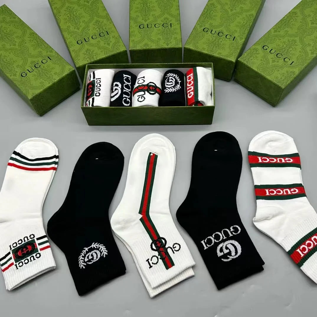 GUCCI || GG Logo-Intarsia Striped Ribbed Cotton-Blend Socks - FASHION MYST 