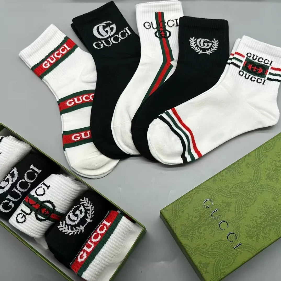 GUCCI || GG Logo-Intarsia Striped Ribbed Cotton-Blend Socks - FASHION MYST 