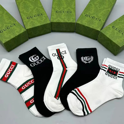 GUCCI || GG Logo-Intarsia Striped Ribbed Cotton-Blend Socks - FASHION MYST 