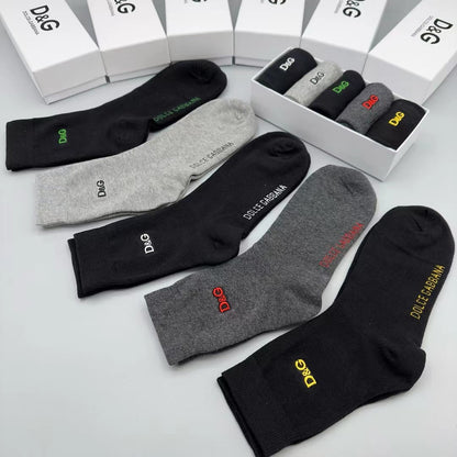 DOLCE & GABBANA || Cotton Socks With DG Logo (Pack Of Five) - FASHION MYST 