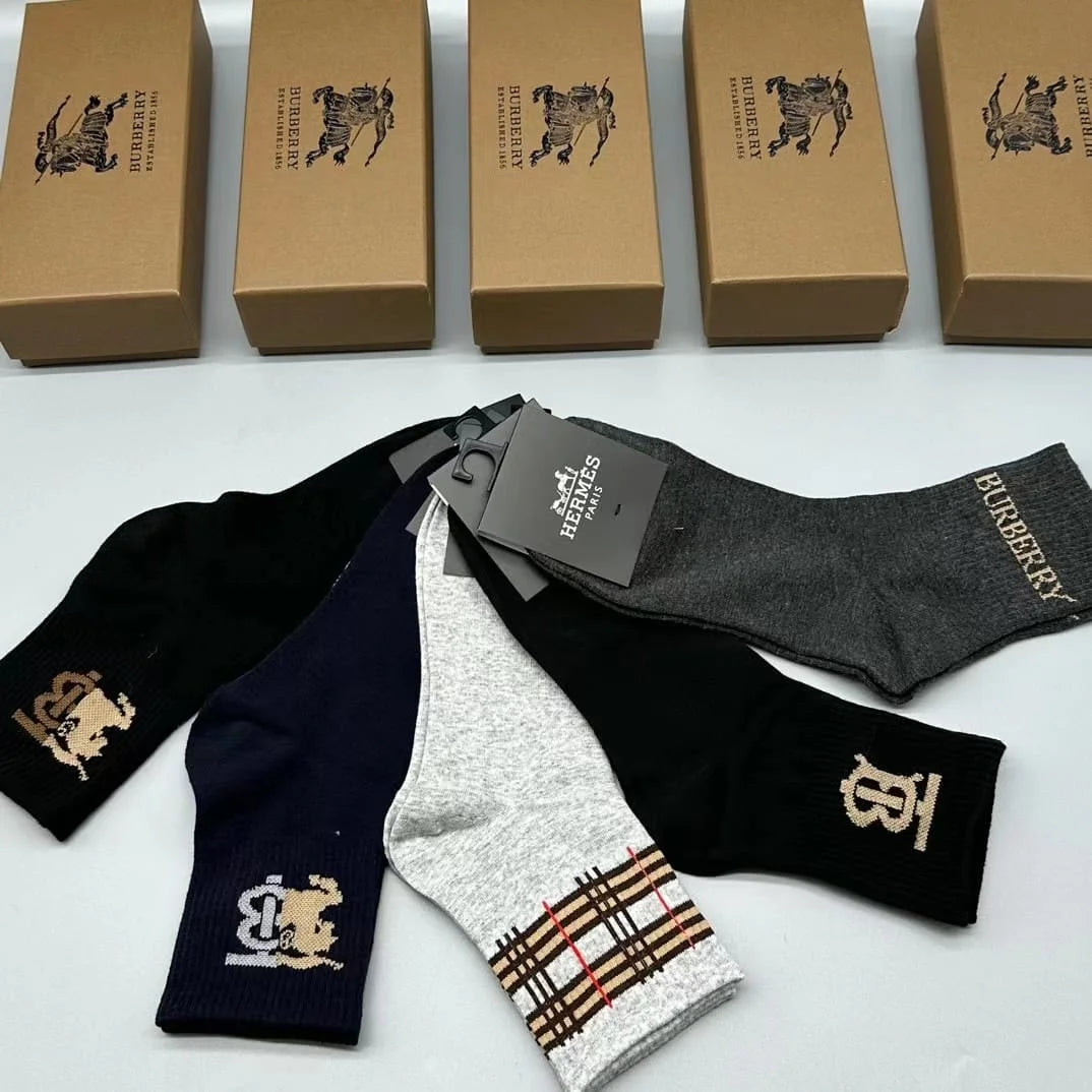 BURBERRY || Check Intarsia Technical Stretch Cotton Socks - FASHION MYST 