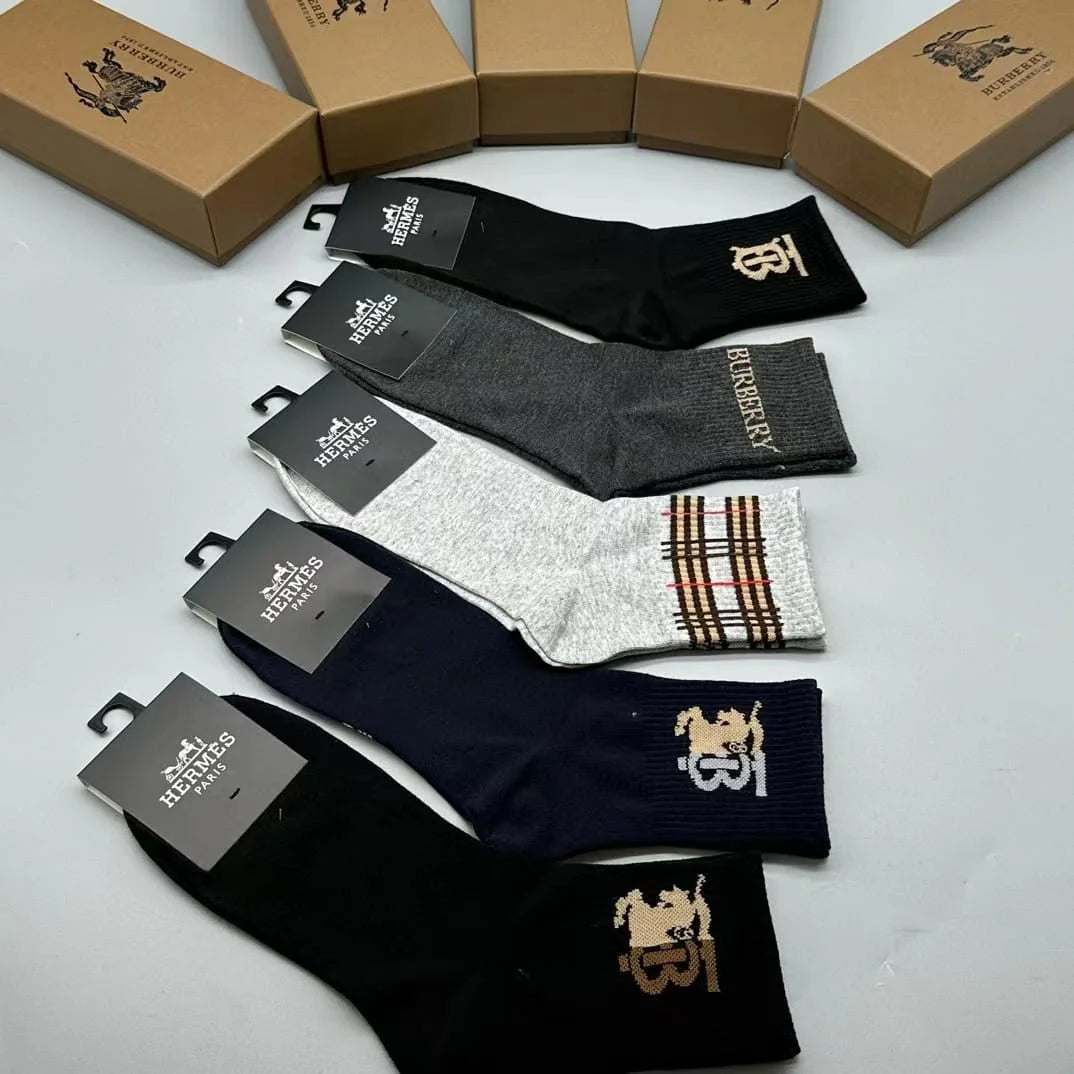 BURBERRY || Check Intarsia Technical Stretch Cotton Socks - FASHION MYST 