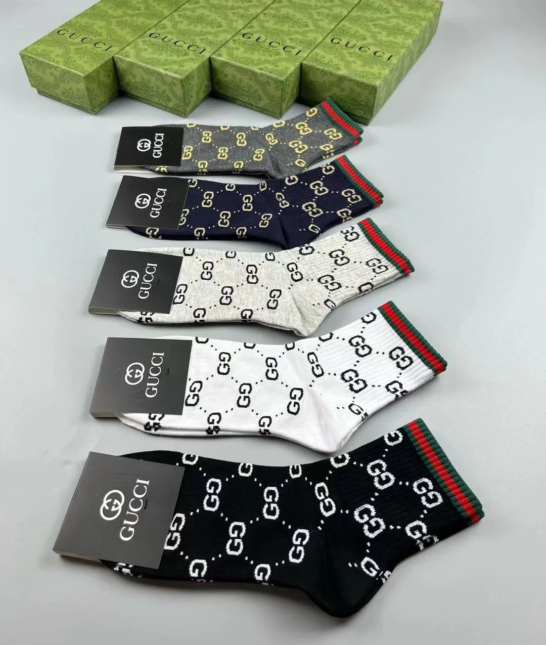 GUCCI || GG Logo Cotton Blend Socks (Pack Of Five) - FASHION MYST 