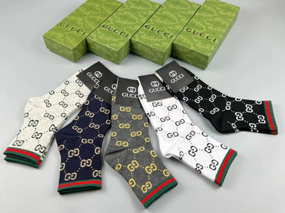 GUCCI || GG Logo Cotton Blend Socks (Pack Of Five) - FASHION MYST 