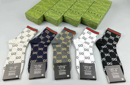 GUCCI || GG Logo Cotton Blend Socks (Pack Of Five) - FASHION MYST 