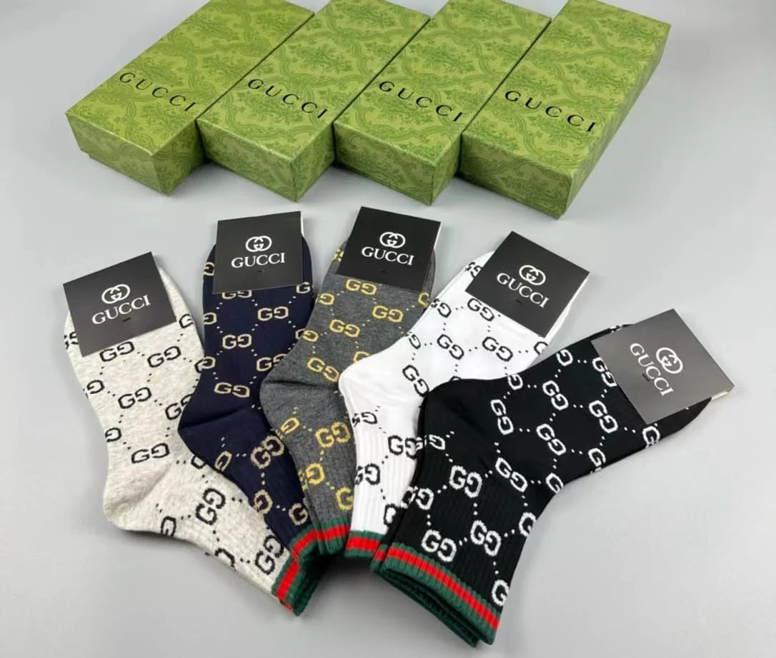 GUCCI || GG Logo Cotton Blend Socks (Pack Of Five) - FASHION MYST 