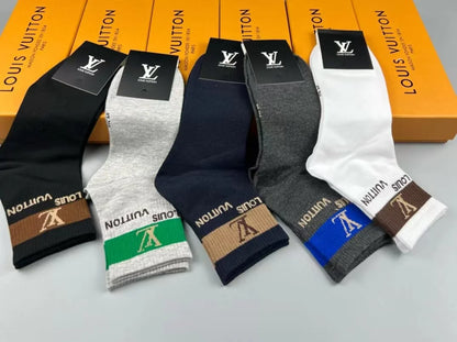 LOUIS VUITTON || Logo Embroidered 5 Pairs Low Cut Socks - FASHION MYST 