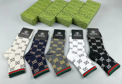 GUCCI || GG Logo Cotton Blend Socks (Pack Of Five) - FASHION MYST 