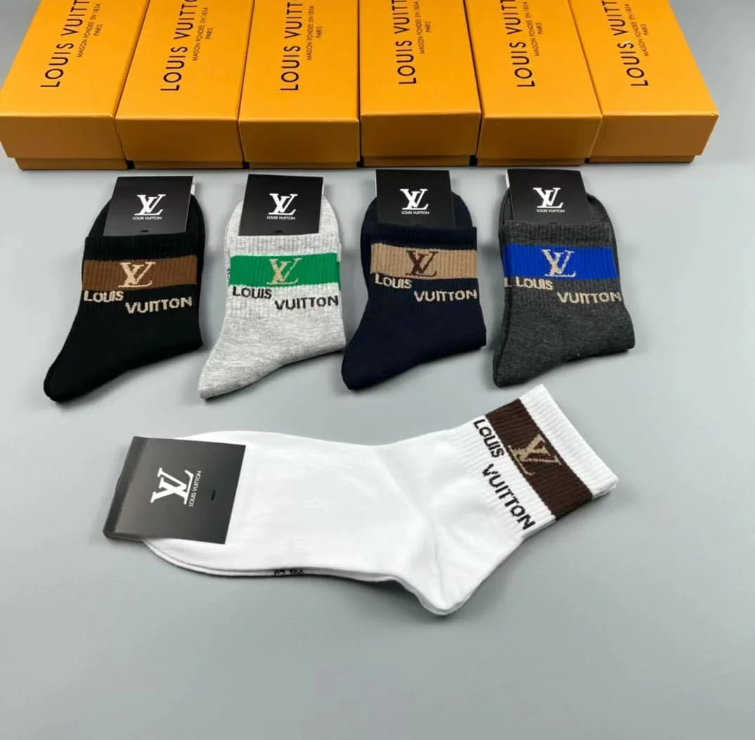 LOUIS VUITTON || Logo Embroidered 5 Pairs Low Cut Socks - FASHION MYST 