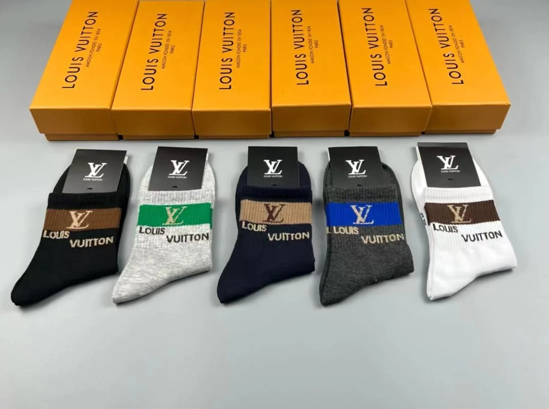 LOUIS VUITTON || Logo Embroidered 5 Pairs Low Cut Socks - FASHION MYST 