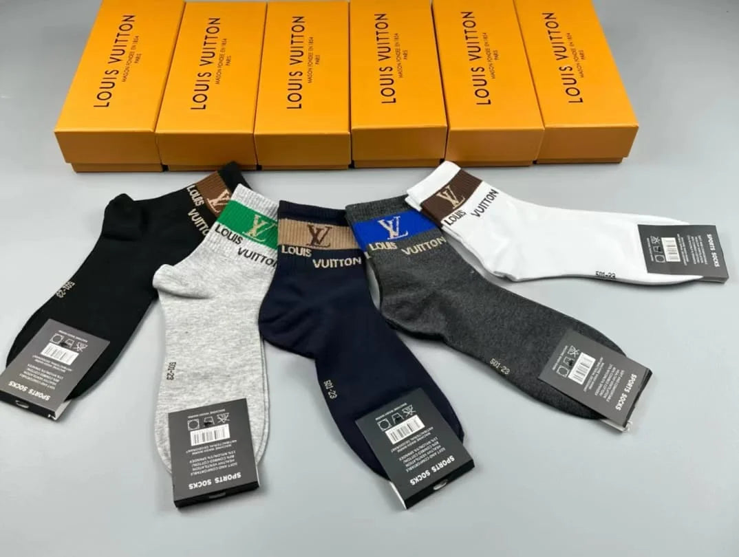 LOUIS VUITTON || Logo Embroidered 5 Pairs Low Cut Socks - FASHION MYST 