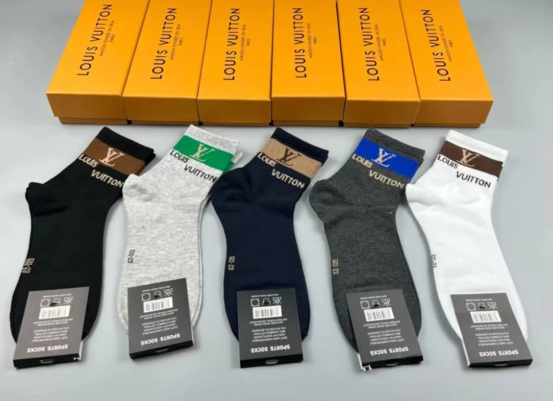 LOUIS VUITTON || Logo Embroidered 5 Pairs Low Cut Socks - FASHION MYST 