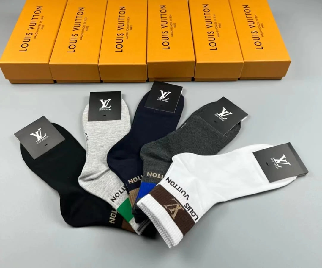 LOUIS VUITTON || Logo Embroidered 5 Pairs Low Cut Socks - FASHION MYST 