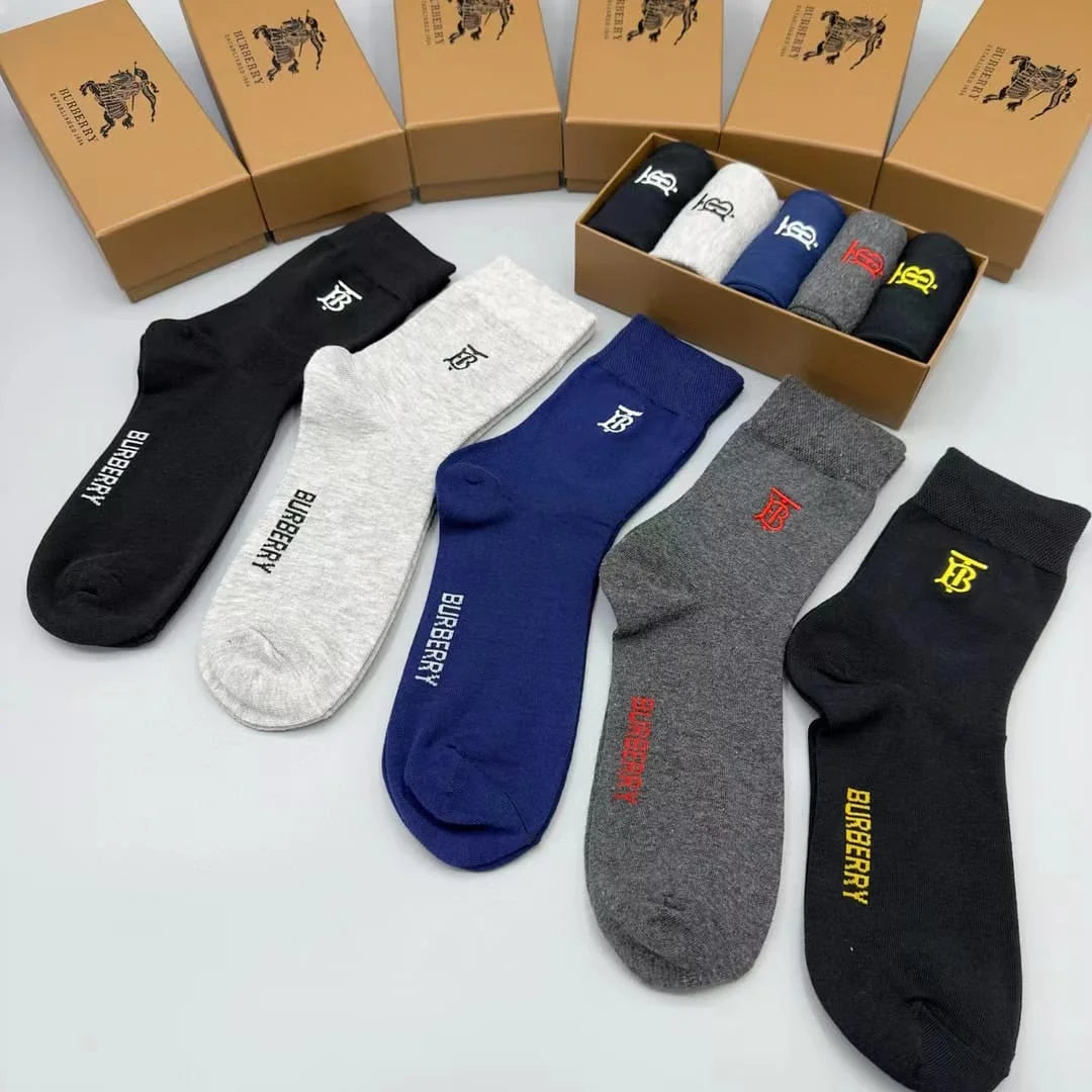 Burberry || TB Monogram Motif Socks (Pack Of Five Pair) - FASHION MYST 