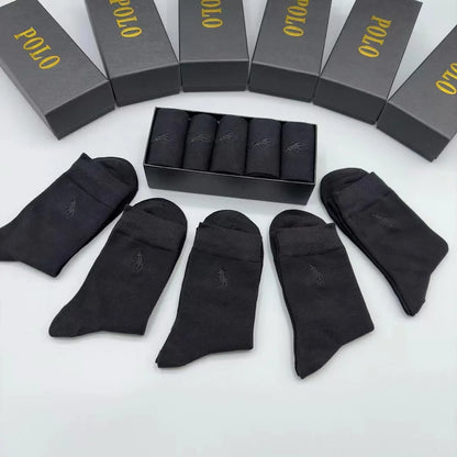 POLO RALPH LAUREN || Five-Pack Logo-Embroidered Ribbed Cotton-Blend Socks - FASHION MYST 