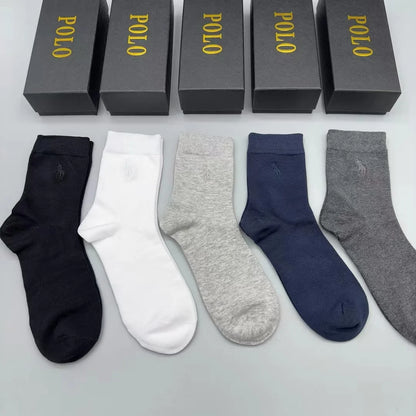 POLO RALPH LAUREN || Five-Pack Logo-Embroidered Ribbed Cotton-Blend Socks - FASHION MYST 