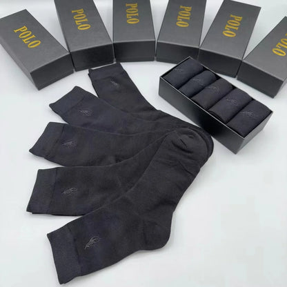 POLO RALPH LAUREN || Five-Pack Logo-Embroidered Ribbed Cotton-Blend Socks - FASHION MYST 