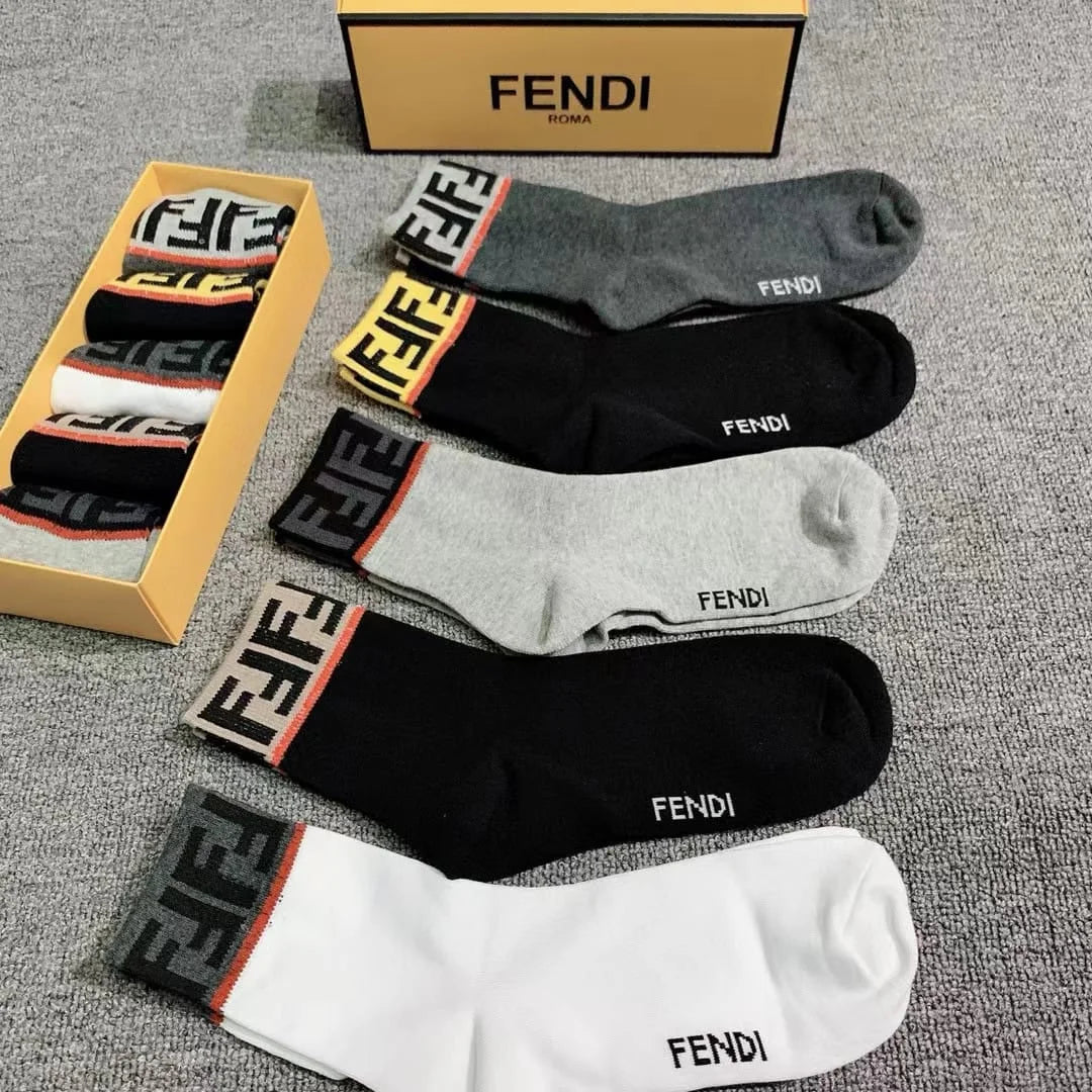 FENDI || FF Logo Stretch Active Athletic Socks - FASHION MYST 