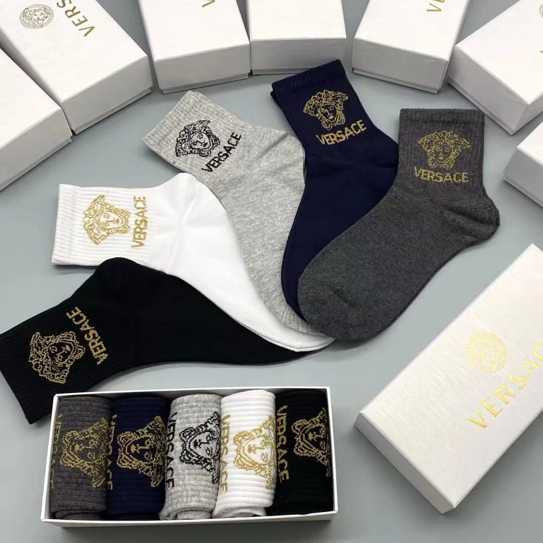 VERSACE || Verse Inspo Mid-Ankle Socks Pack Of Five - FASHION MYST 