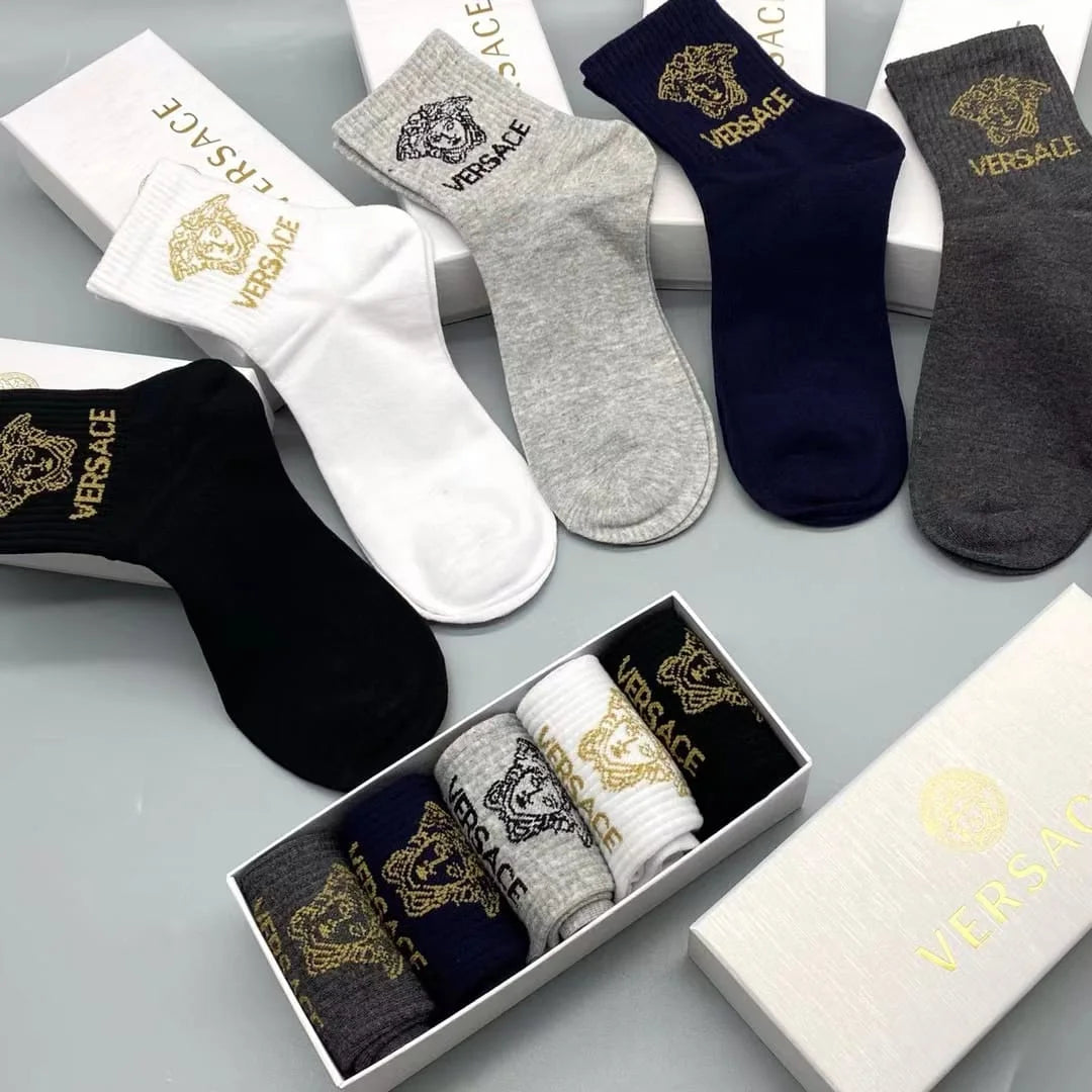 VERSACE || Verse Inspo Mid-Ankle Socks Pack Of Five - FASHION MYST 