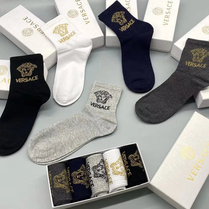 VERSACE || Verse Inspo Mid-Ankle Socks Pack Of Five - FASHION MYST 