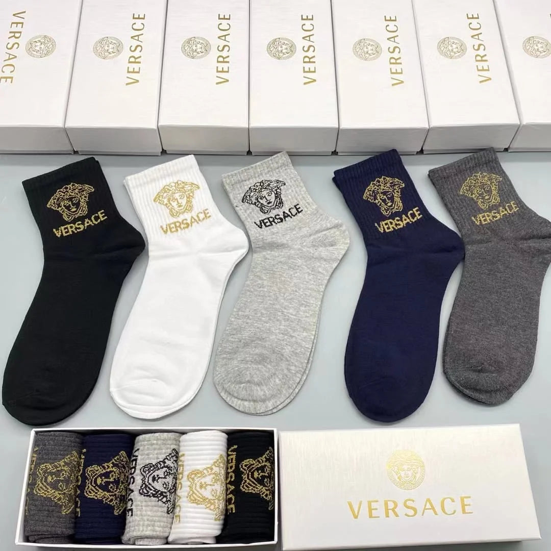 VERSACE || Verse Inspo Mid-Ankle Socks Pack Of Five - FASHION MYST 