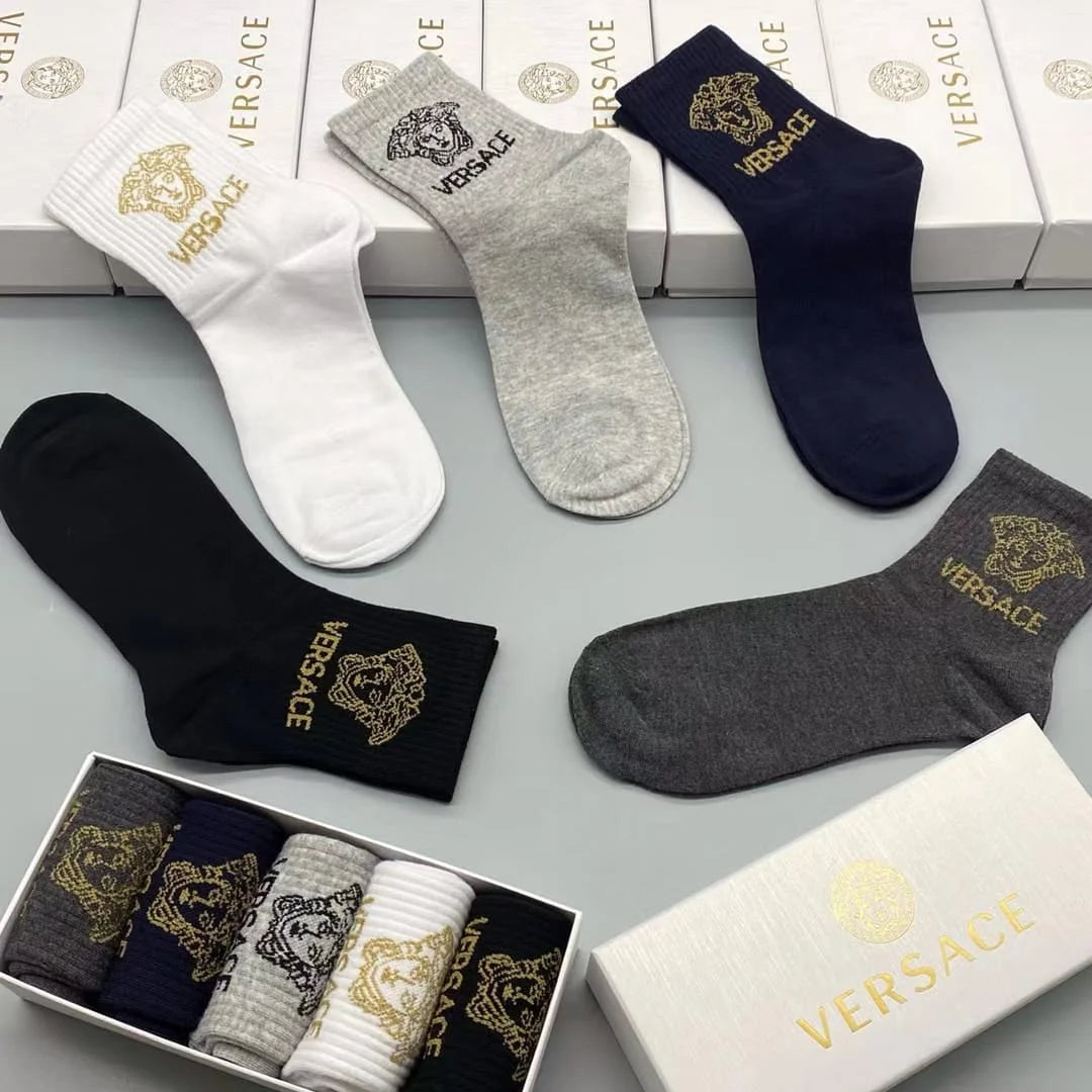 VERSACE || Verse Inspo Mid-Ankle Socks Pack Of Five - FASHION MYST 