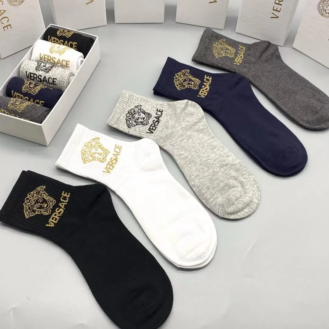 VERSACE || Verse Inspo Mid-Ankle Socks Pack Of Five - FASHION MYST 