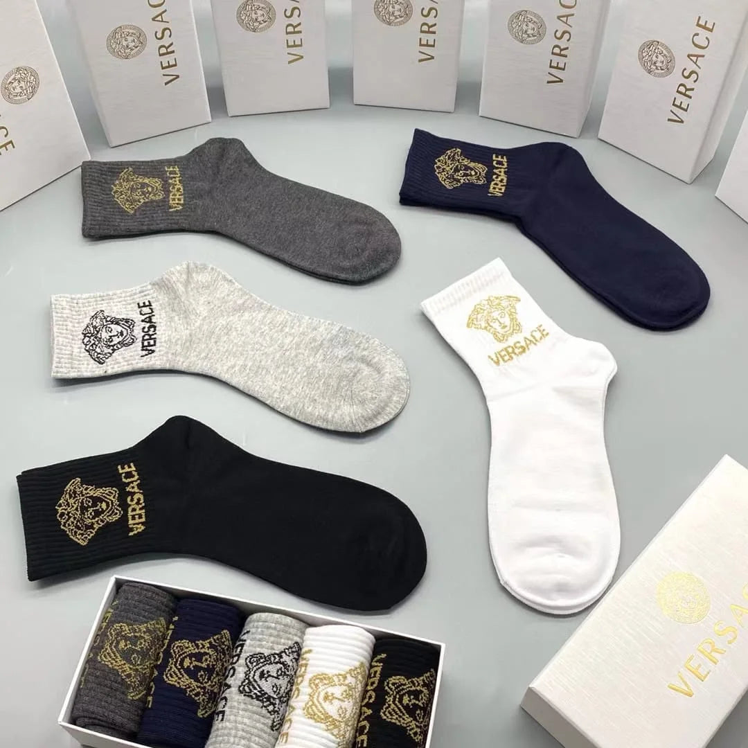 VERSACE || Verse Inspo Mid-Ankle Socks Pack Of Five - FASHION MYST 