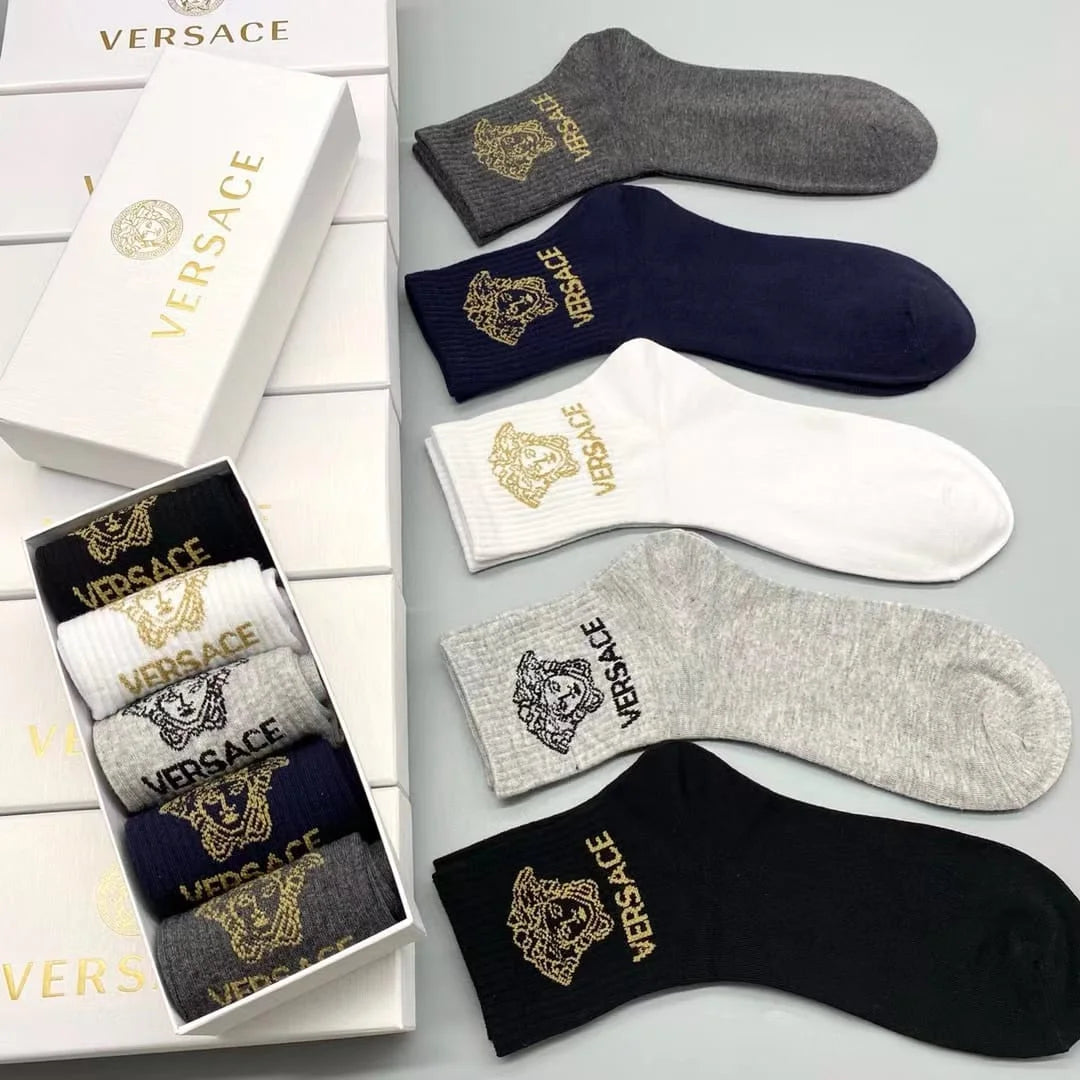 VERSACE || Verse Inspo Mid-Ankle Socks Pack Of Five - FASHION MYST 