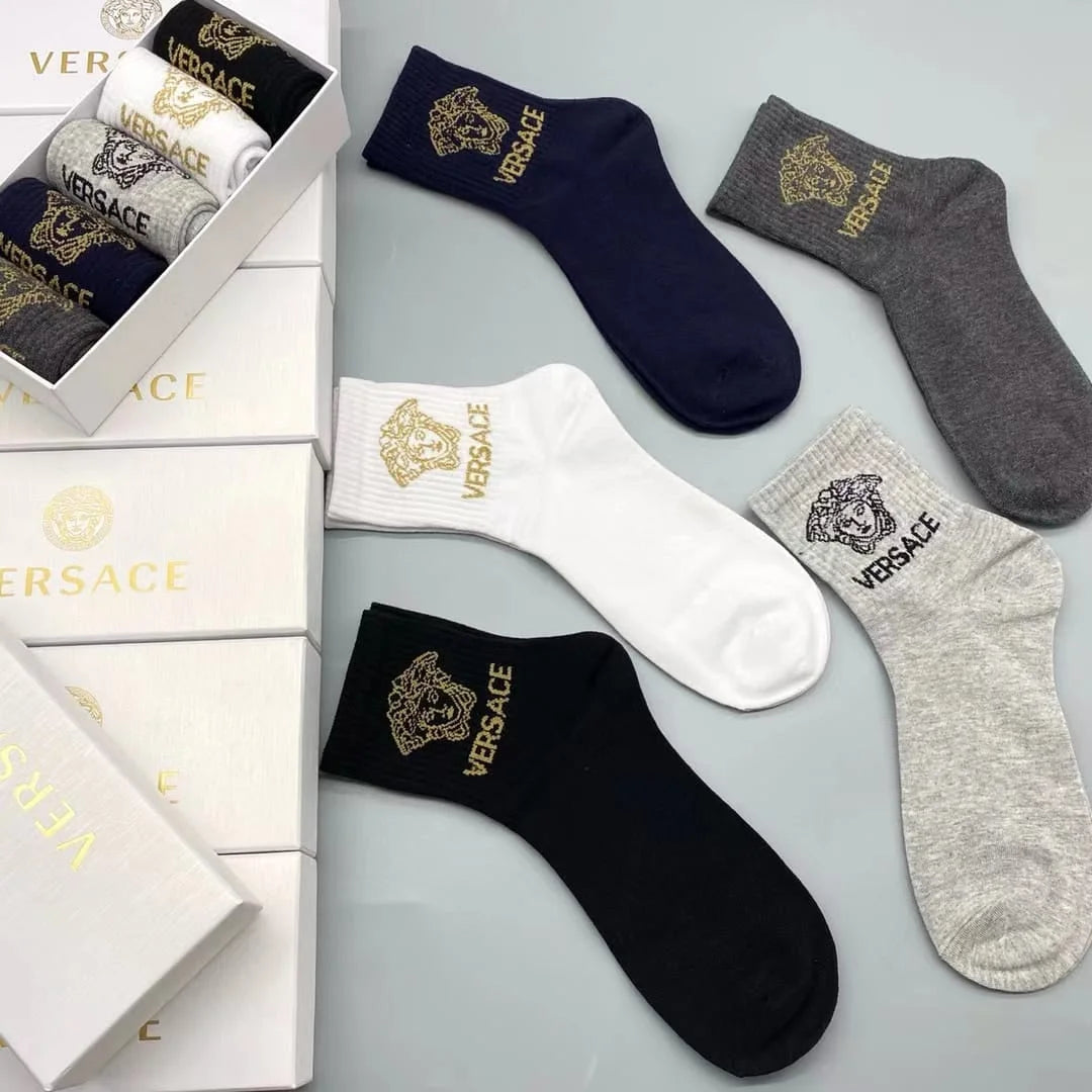 VERSACE || Verse Inspo Mid-Ankle Socks Pack Of Five - FASHION MYST 