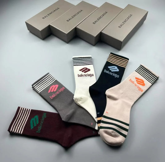 BALENCIAGA || B Logo Sports Socks Pack Of Five - FASHION MYST 