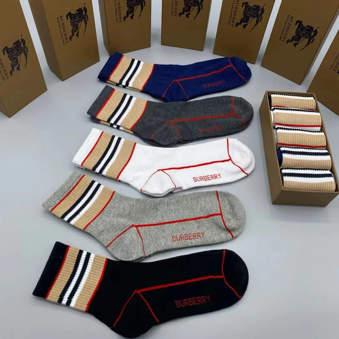 BURBERRY || Icon Stripe Intarsia Cotton Blend Ankle Socks - FASHION MYST 