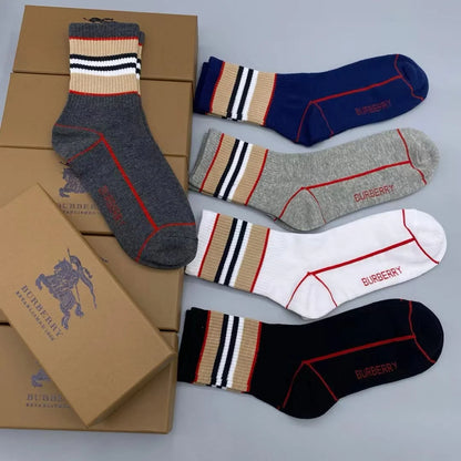 BURBERRY || Icon Stripe Intarsia Cotton Blend Ankle Socks - FASHION MYST 