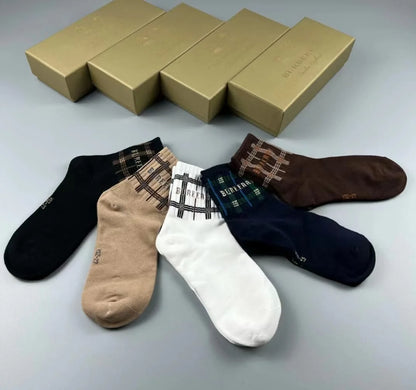 BURBERRY || Checker Plaid Pattern Crew Socks Pack Of Five - FASHION MYST 