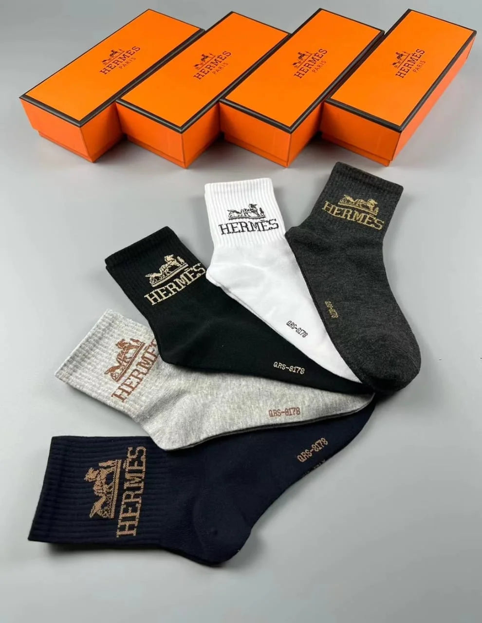 HERMES || Fashion Letter Pattern Socks Pack Of Five - FASHION MYST 